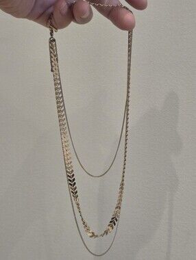 Gold Layered Chevron Chain Necklace - Womens Jewelry